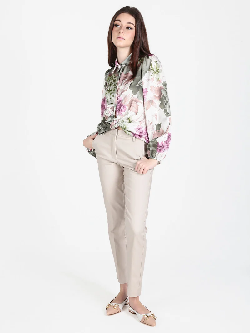 Pantaloni donna slim a sigaretta - beige