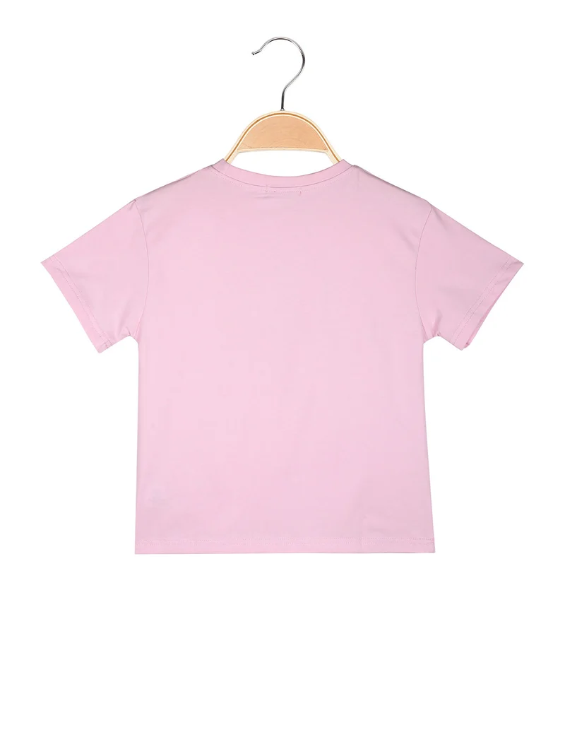 T-shirt da bambina con stampa fiocco e strass - rosa
