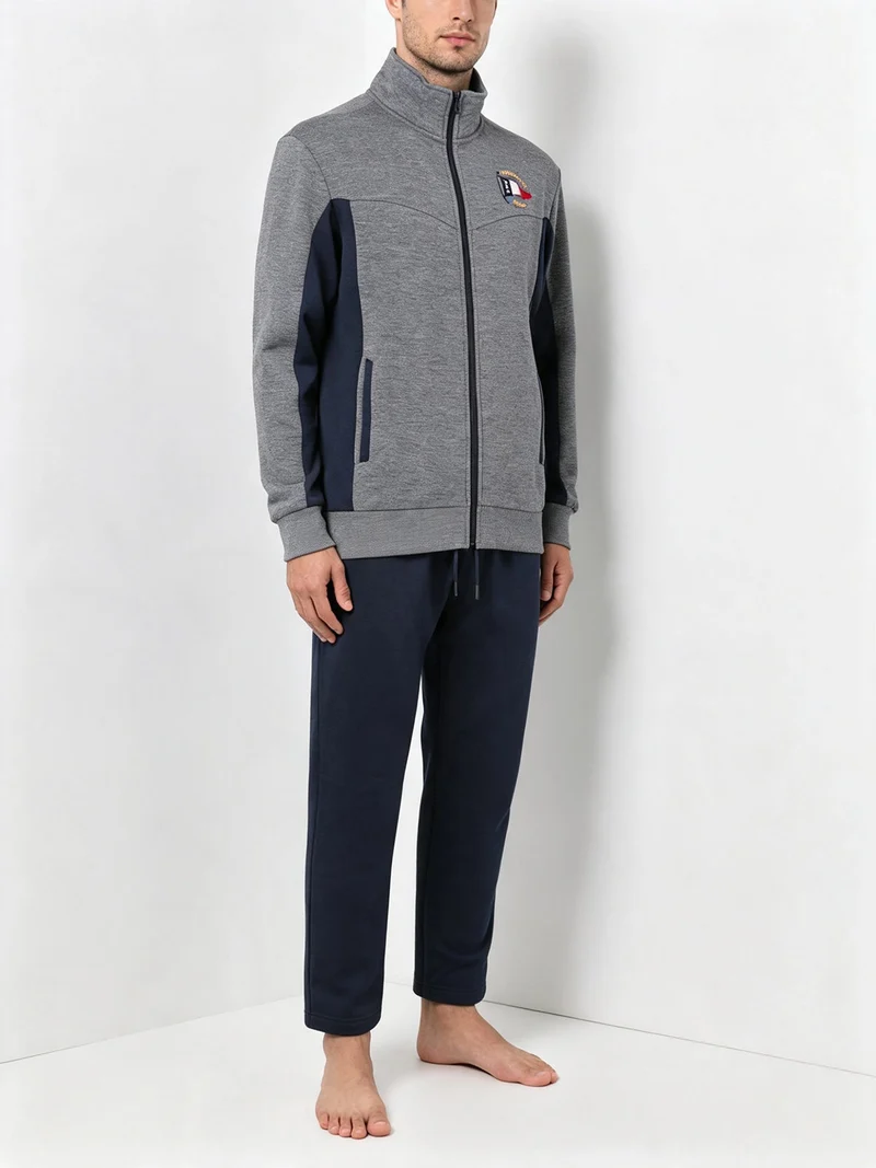 Completo tuta invernale da uomo con felpa e pantaloni - grigio scuro