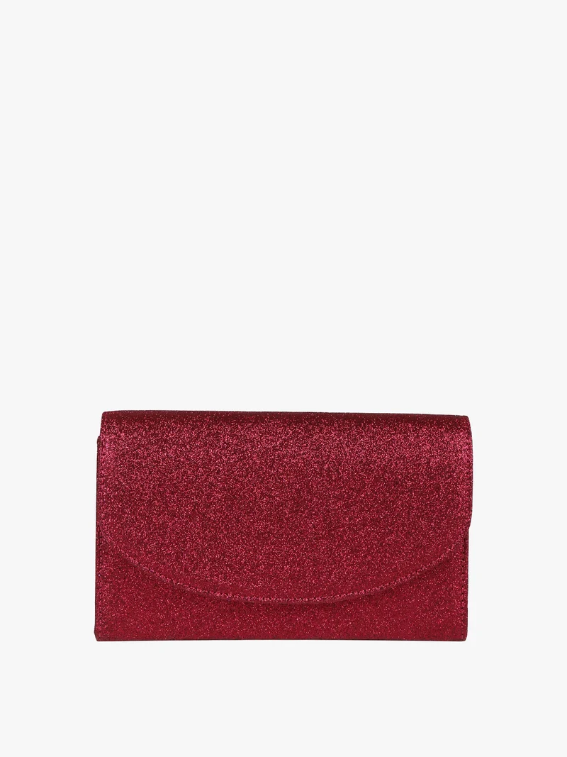 Pochette rigida glitterata - rosso