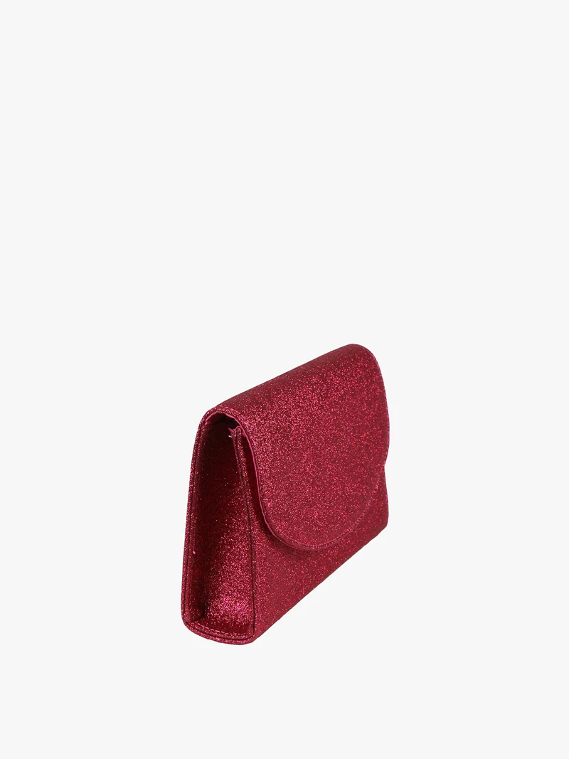Pochette rigida glitterata - rosso