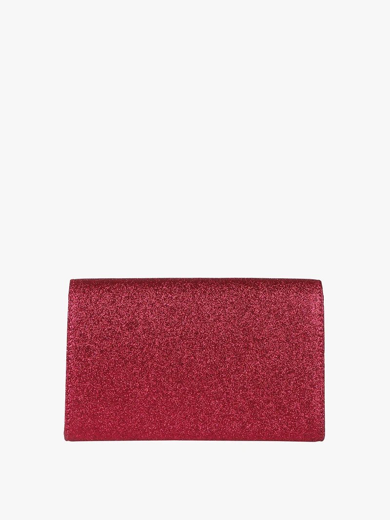 Pochette rigida glitterata - rosso