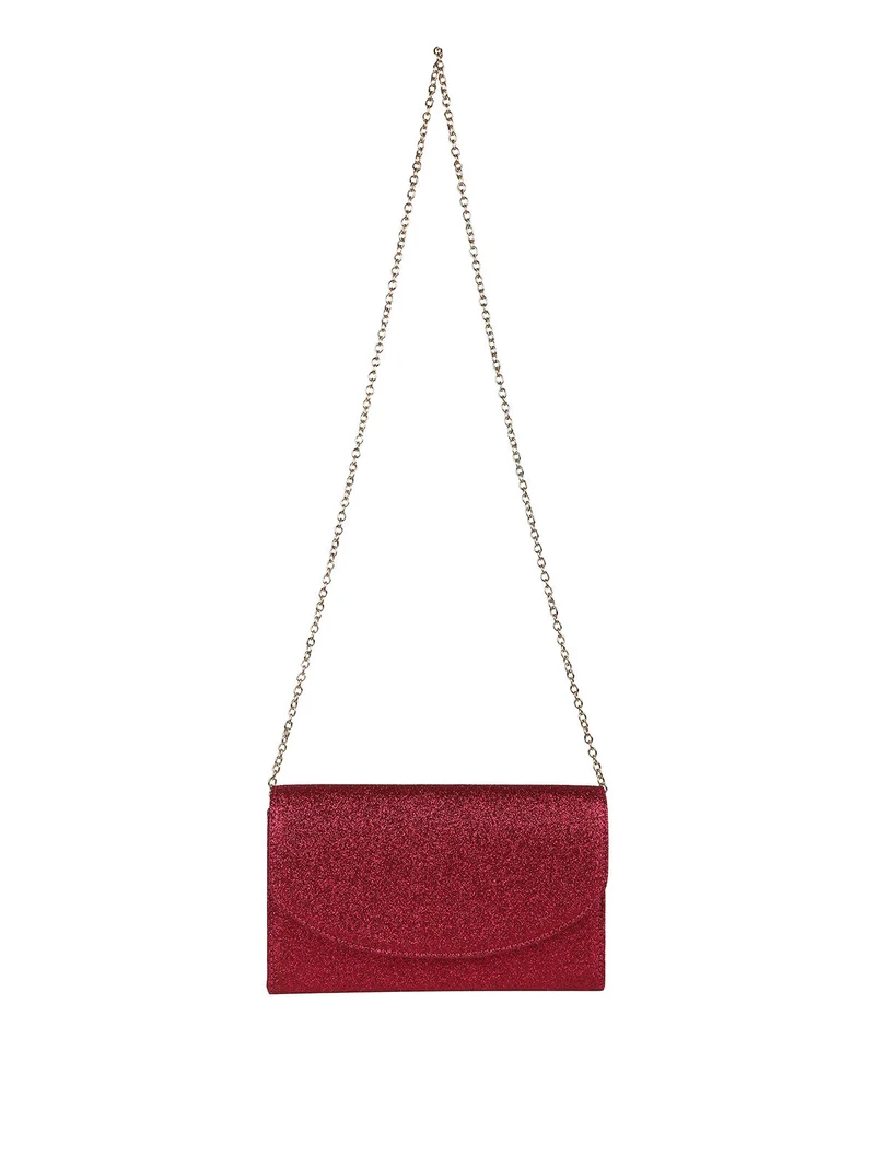 Pochette rigida glitterata - rosso