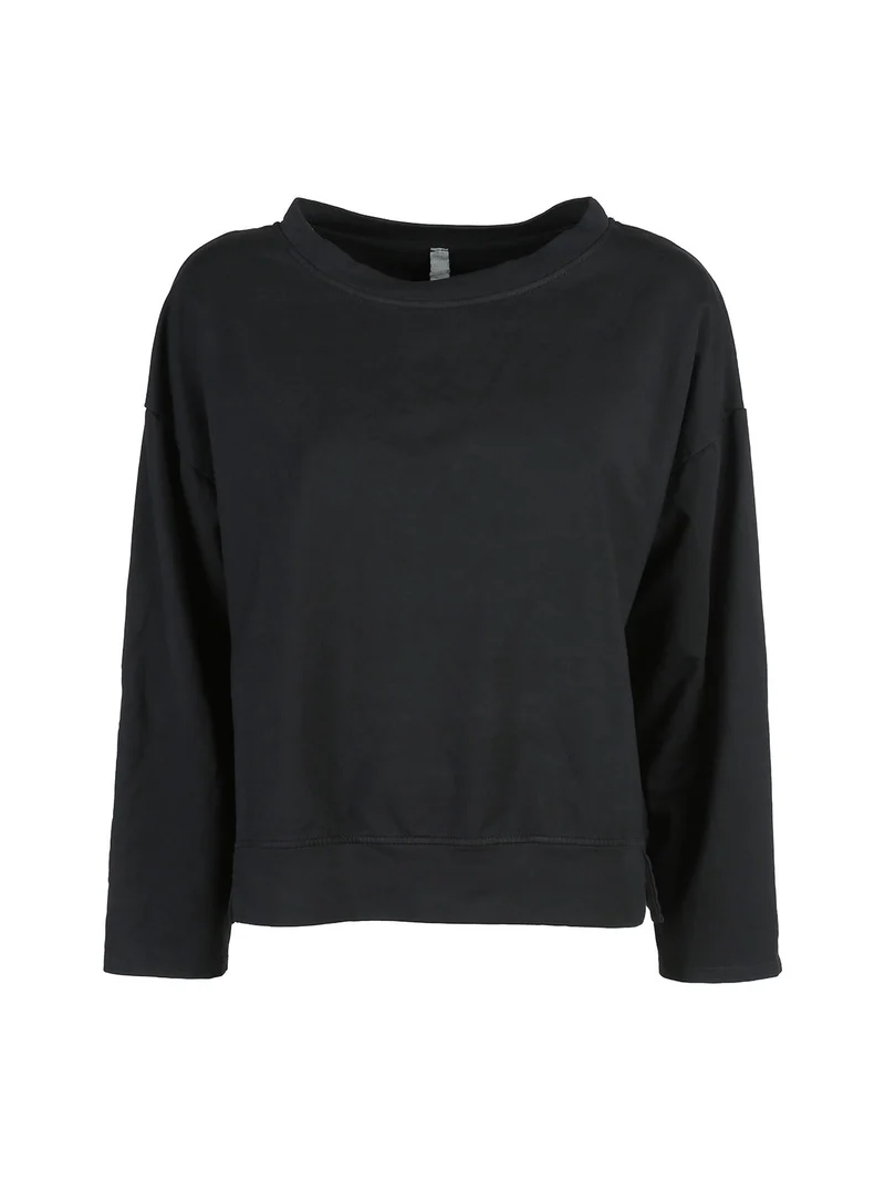 Felpa donna leggera oversize girocollo - nero