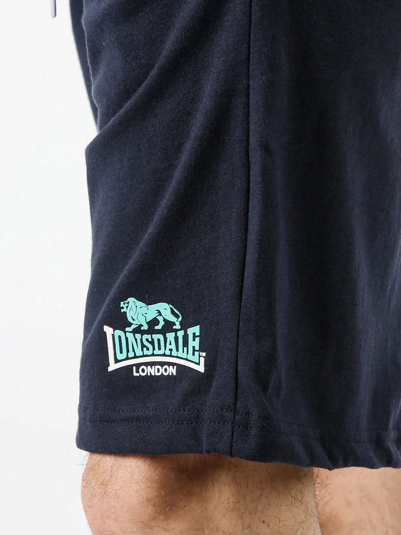 Bermuda sportivi da uomo in misto cotone con coulisse e logo - blu scuro