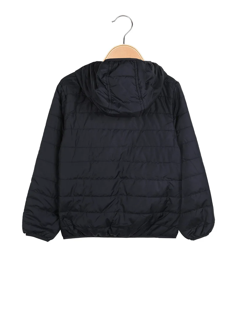 Giubbino reversibile da bambina con cappuccio e zip - blu scuro