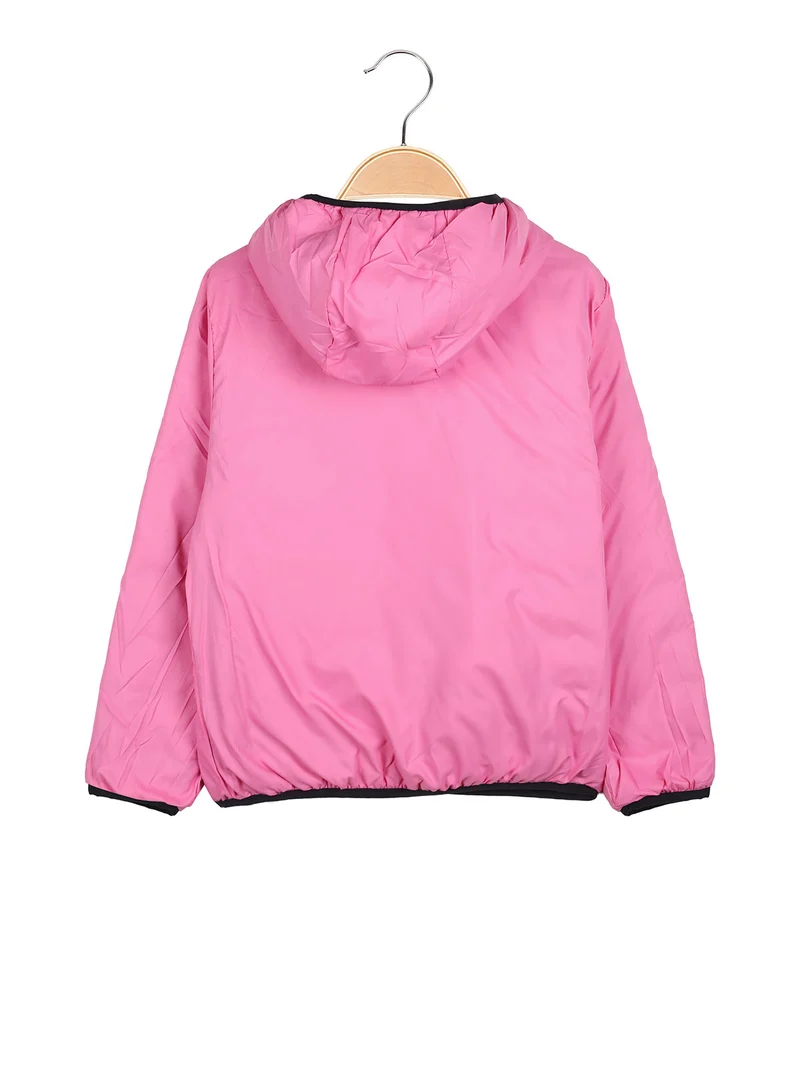 Giubbino reversibile da bambina con cappuccio e zip - blu scuro