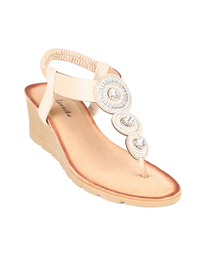 Sandali infradito slip on da donna - beige