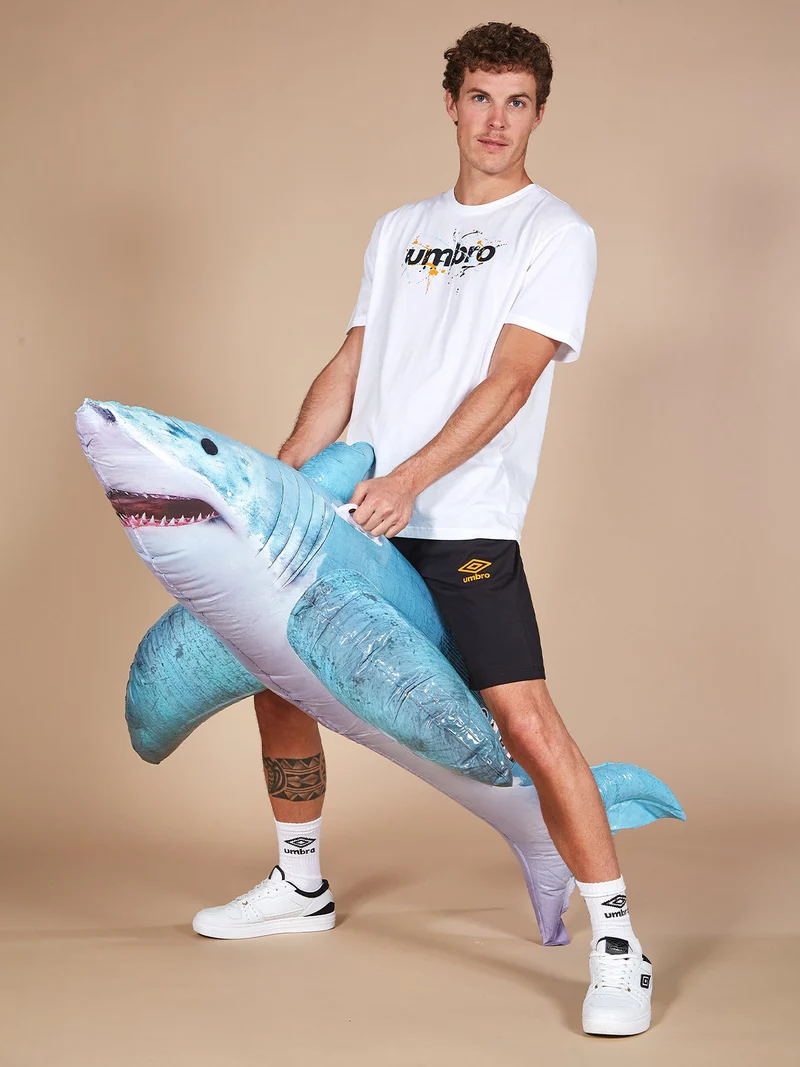 Completo corto sportivo da uomo in cotone con t-shirt e bermuda - bianco
