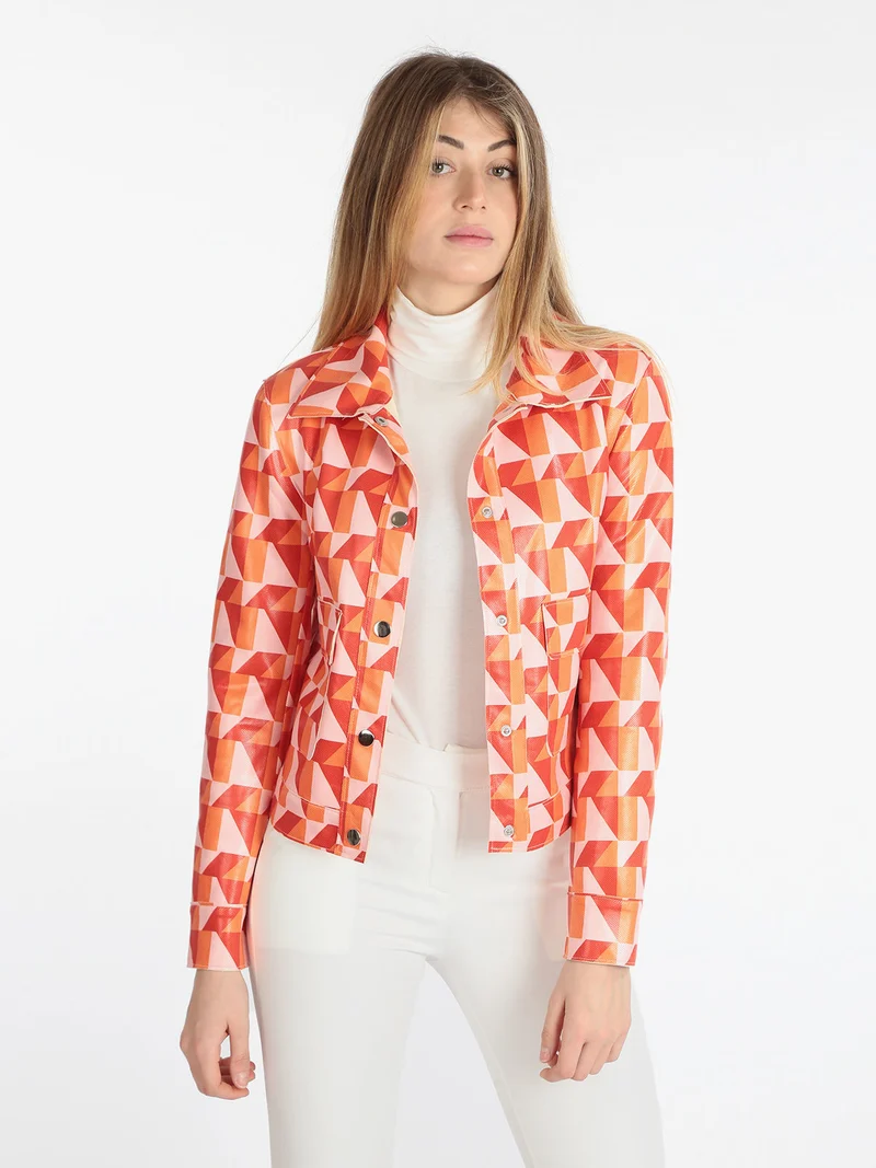 Giacca leggera da donna con stampe - arancione