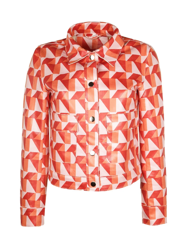 Giacca leggera da donna con stampe - arancione