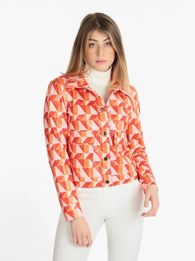Giacca leggera da donna con stampe - arancione