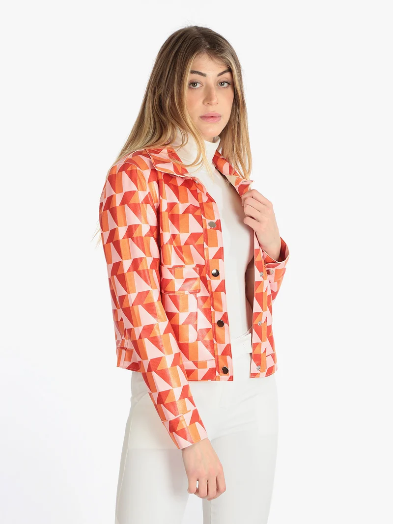 Giacca leggera da donna con stampe - arancione