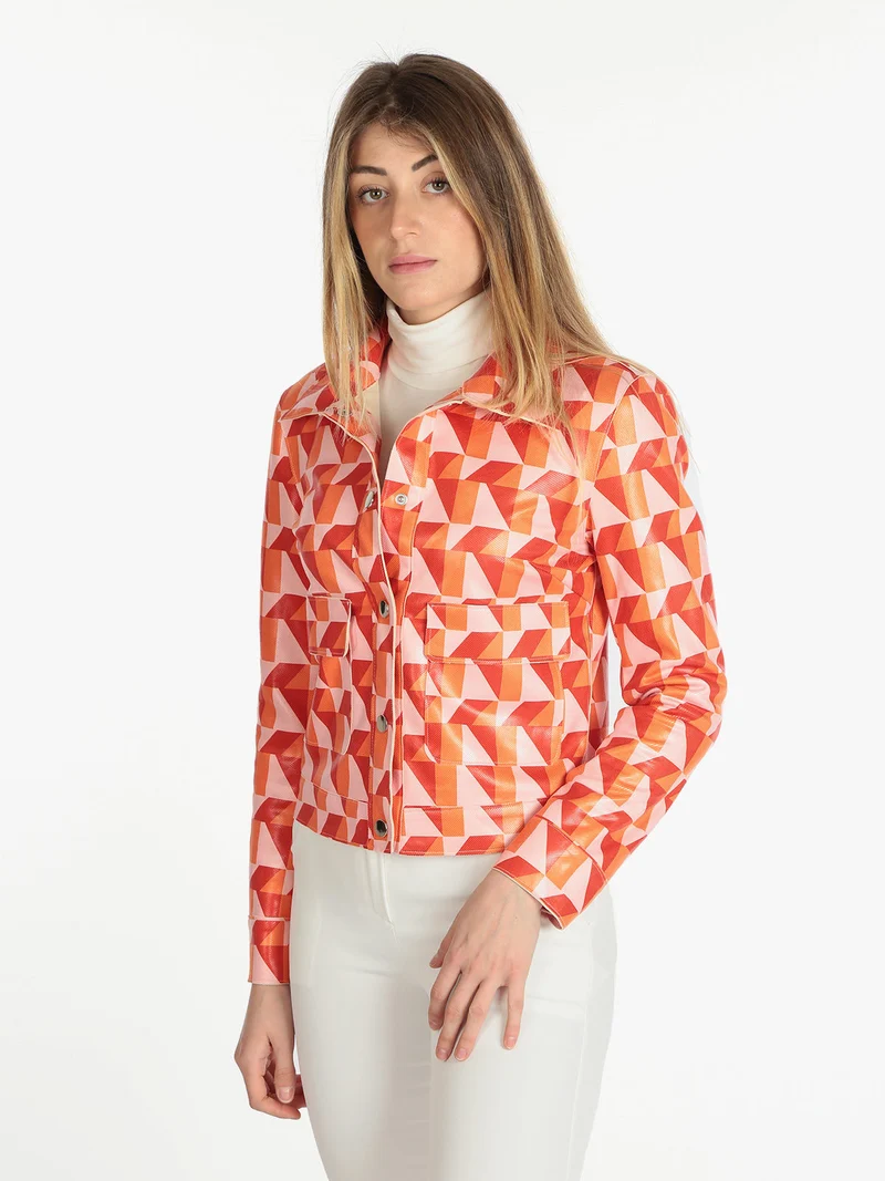 Giacca leggera da donna con stampe - arancione