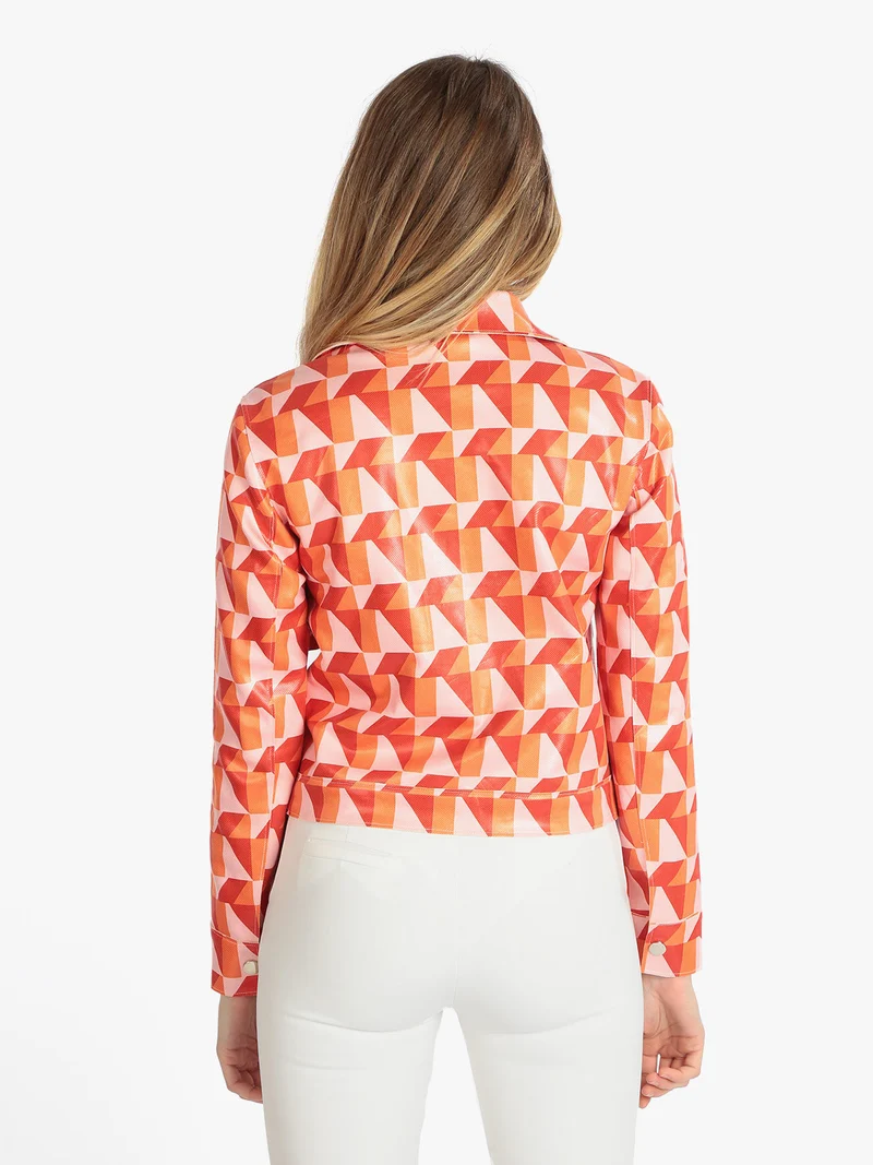 Giacca leggera da donna con stampe - arancione