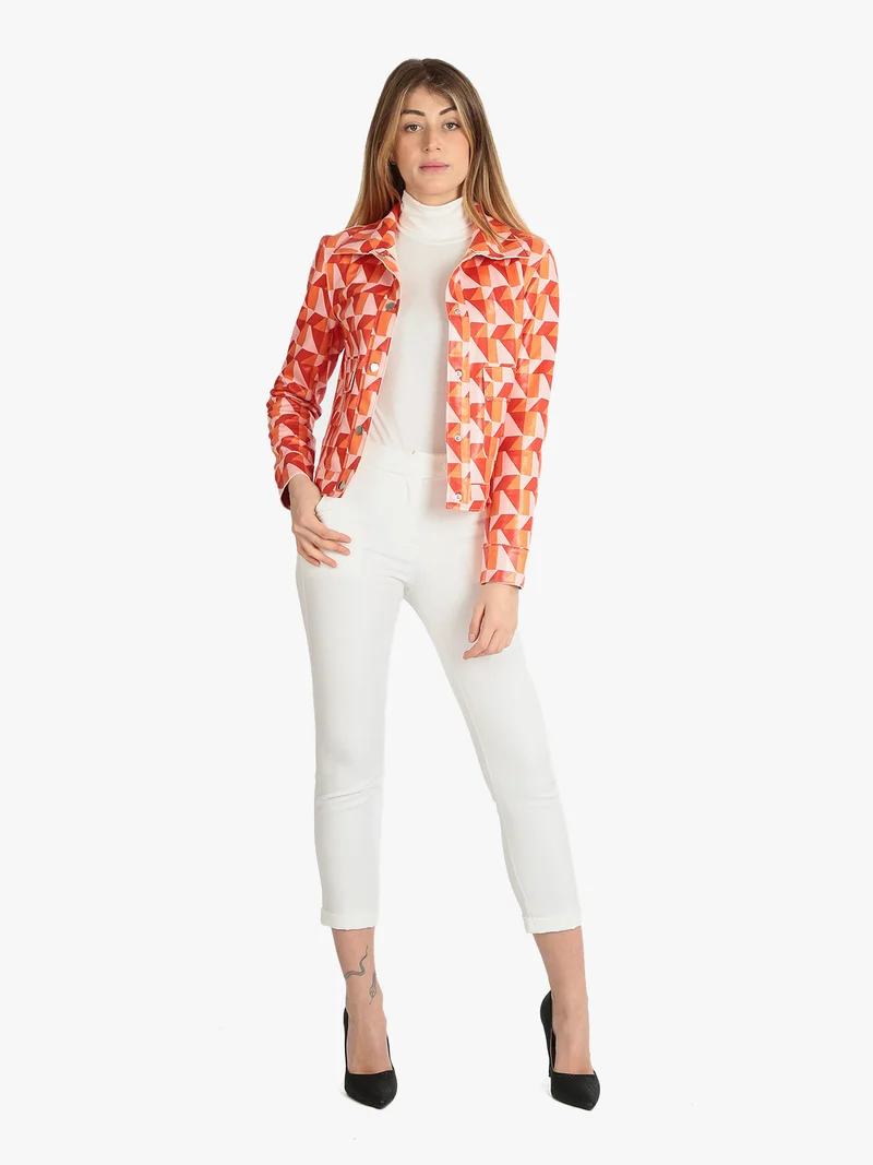 Giacca leggera da donna con stampe - arancione