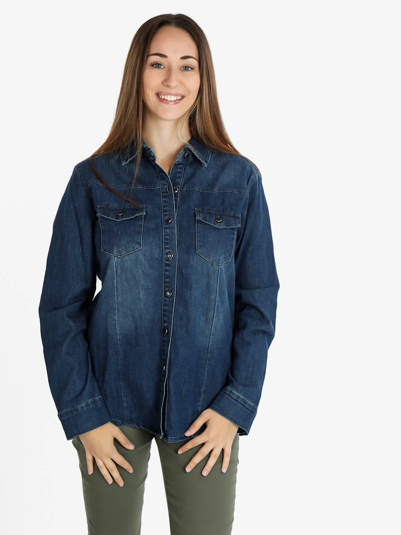 Camicia in jeans con bottoni da donna - jeans