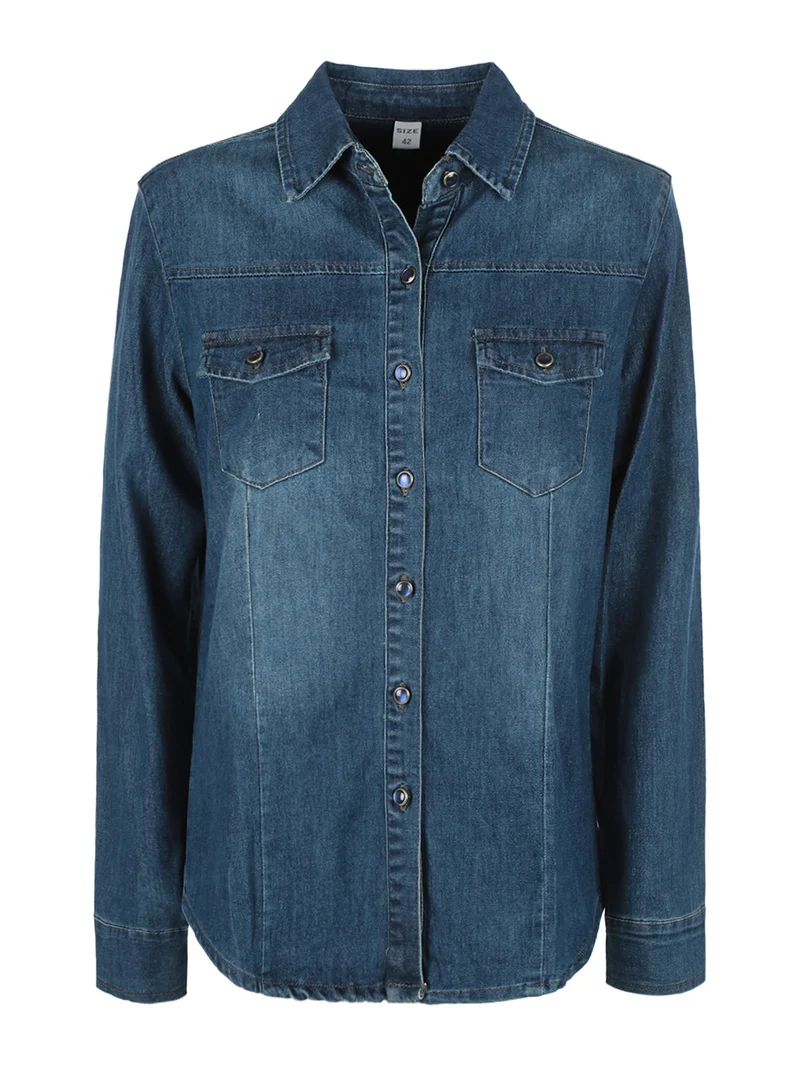 Camicia in jeans con bottoni da donna - jeans