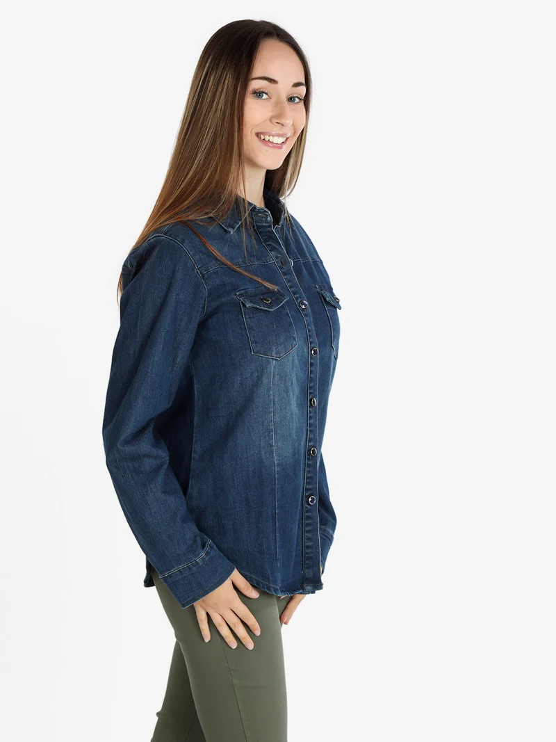 Camicia in jeans con bottoni da donna - jeans