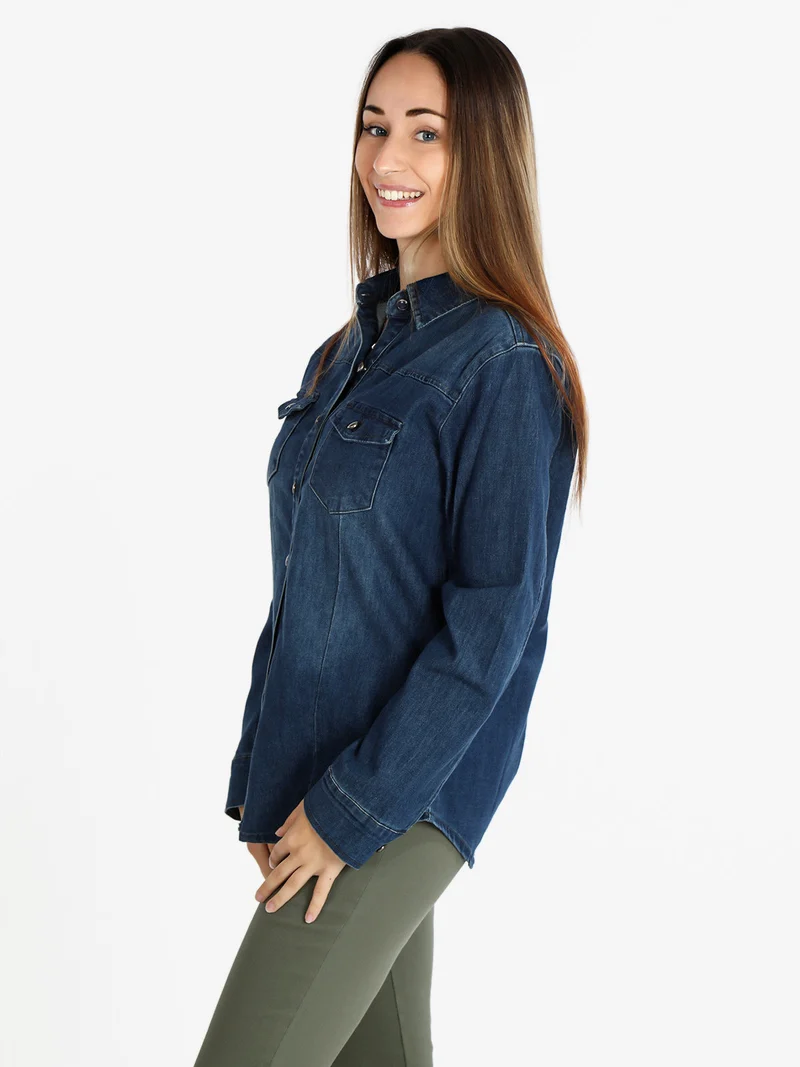 Camicia in jeans con bottoni da donna - jeans