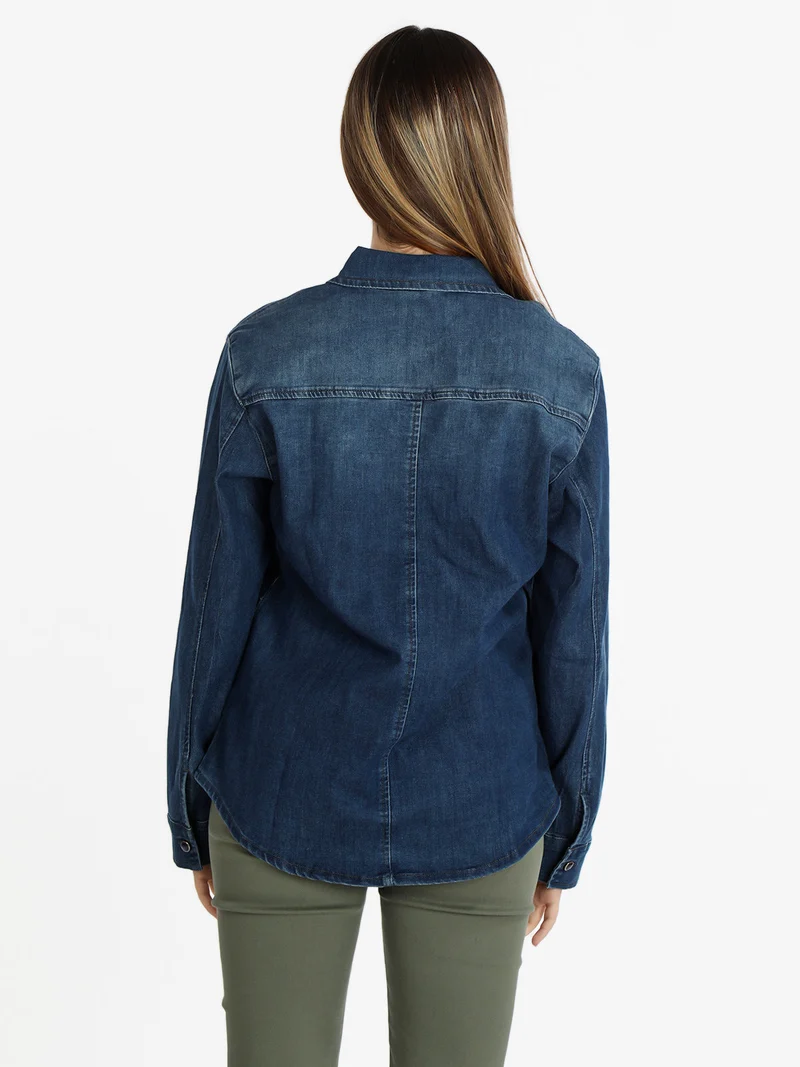 Camicia in jeans con bottoni da donna - jeans