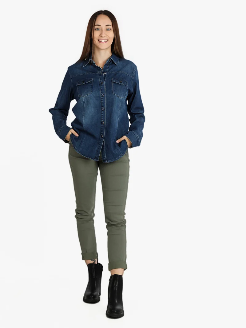 Camicia in jeans con bottoni da donna - jeans