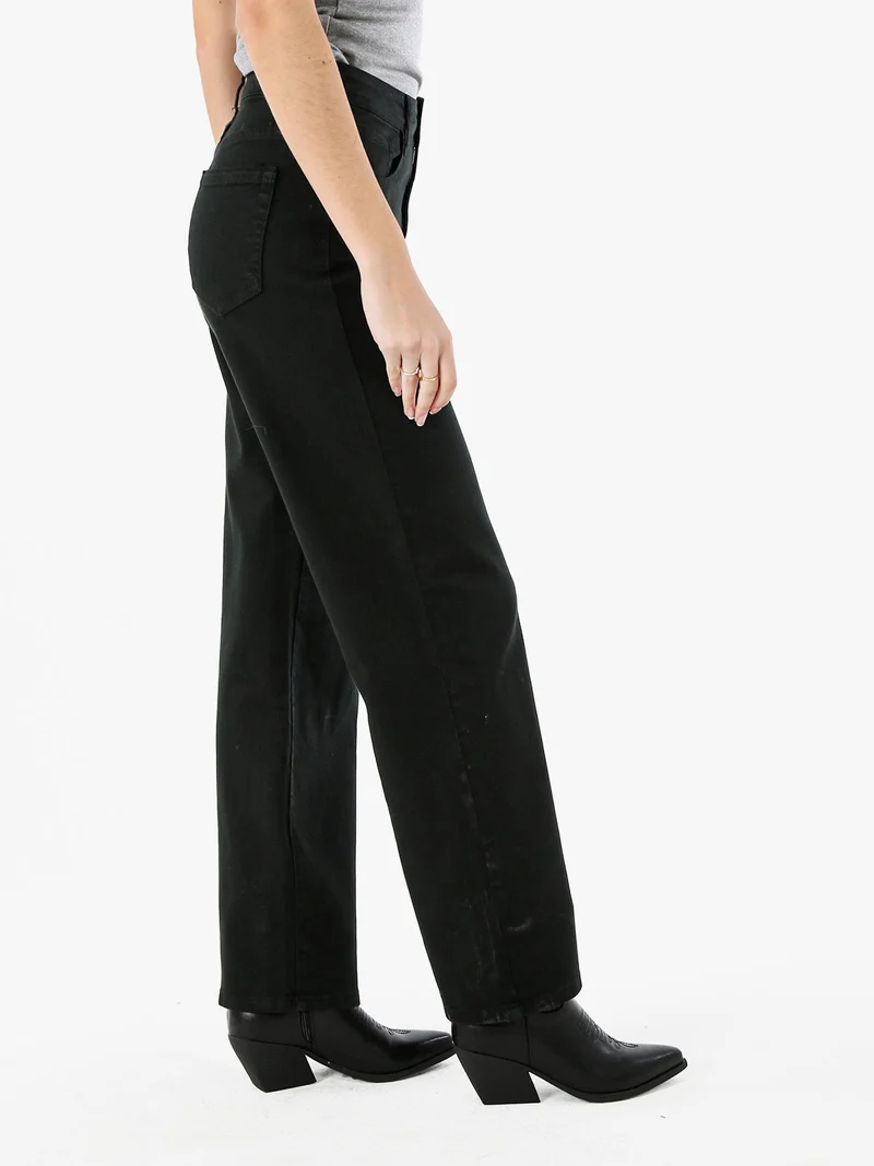 Pantaloni donna jeans a gamba larga - nero