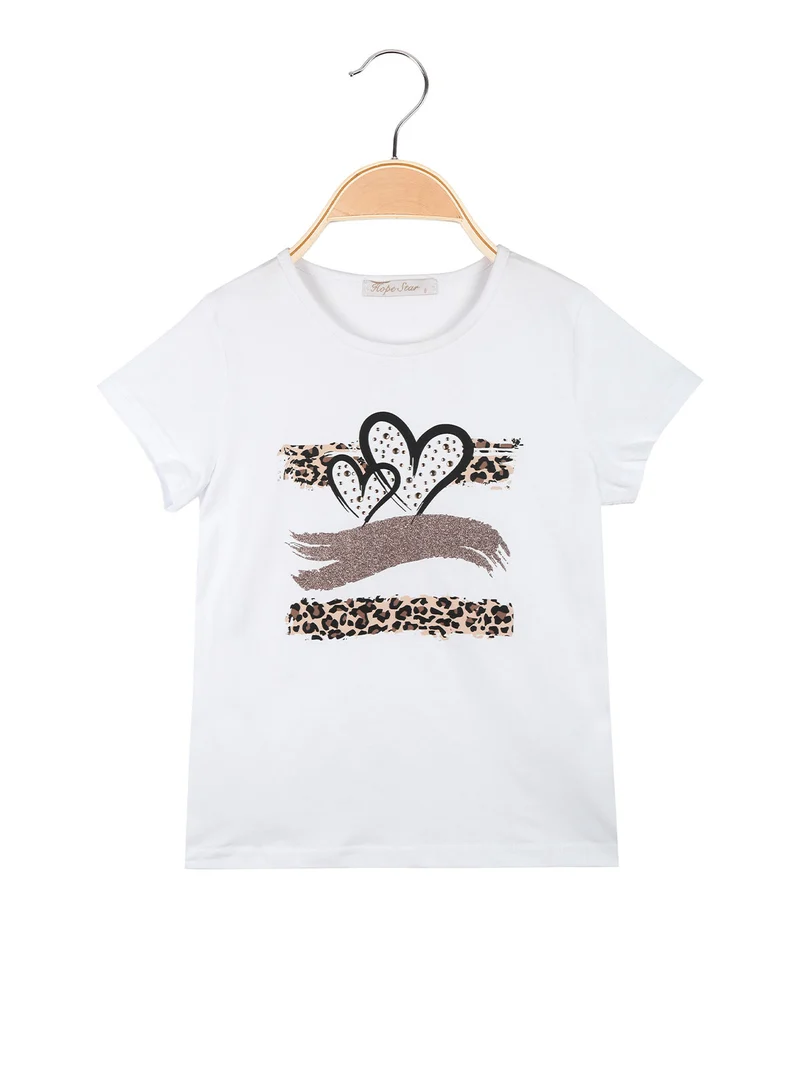Hope Star T-shirt da bambina in cotone con stampa cuori