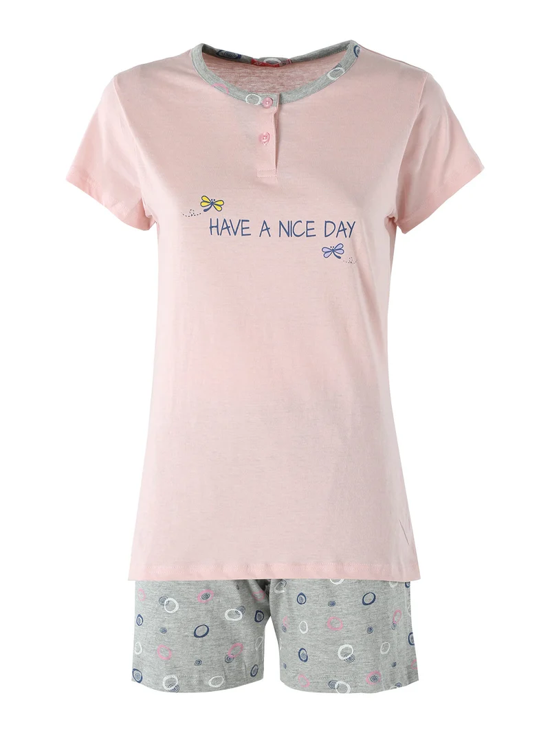 Pigiama corto da donna in cotone - rosa