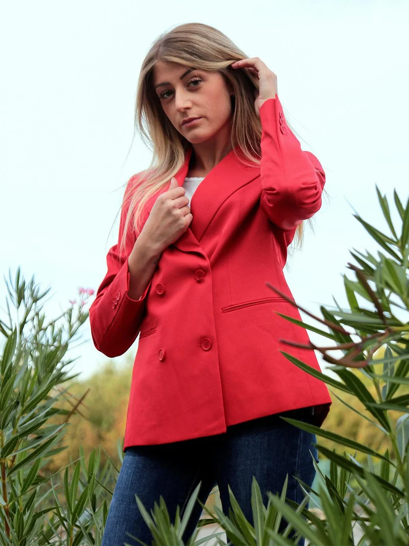 Blazer doppiopetto con bottoni donna - rosso