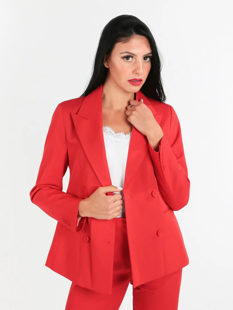 Blazer doppiopetto con bottoni donna - rosso
