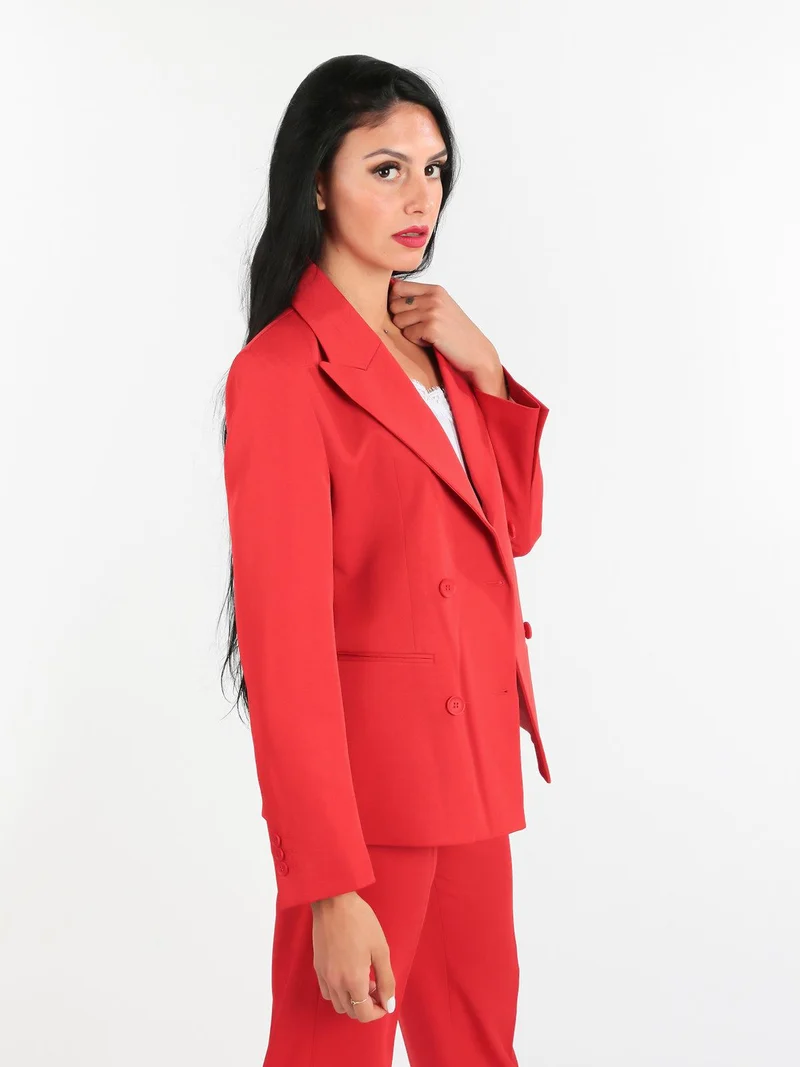 Blazer doppiopetto con bottoni donna - rosso