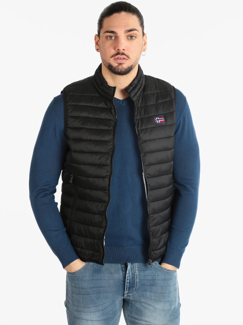 Giacca smanicata leggera da uomo - nero