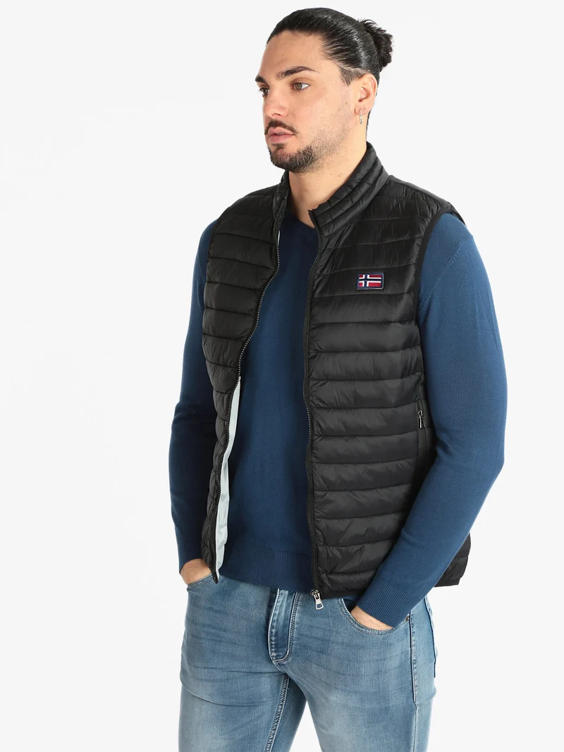 Giacca smanicata leggera da uomo - nero