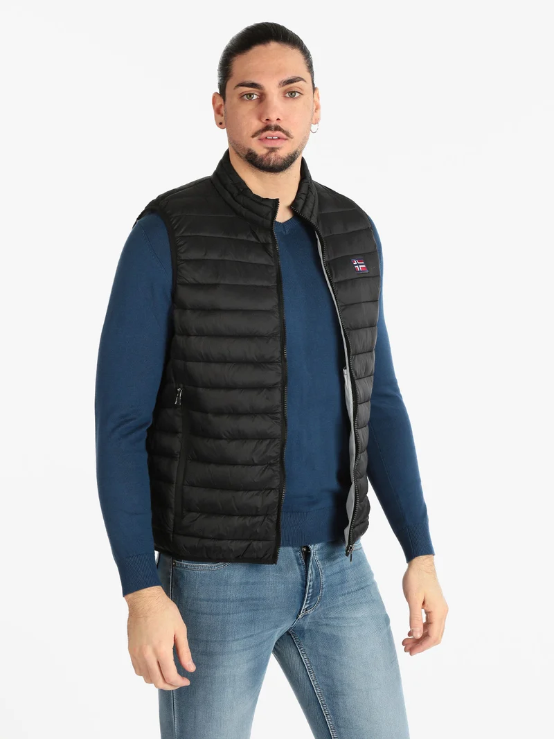 Giacca smanicata leggera da uomo - nero