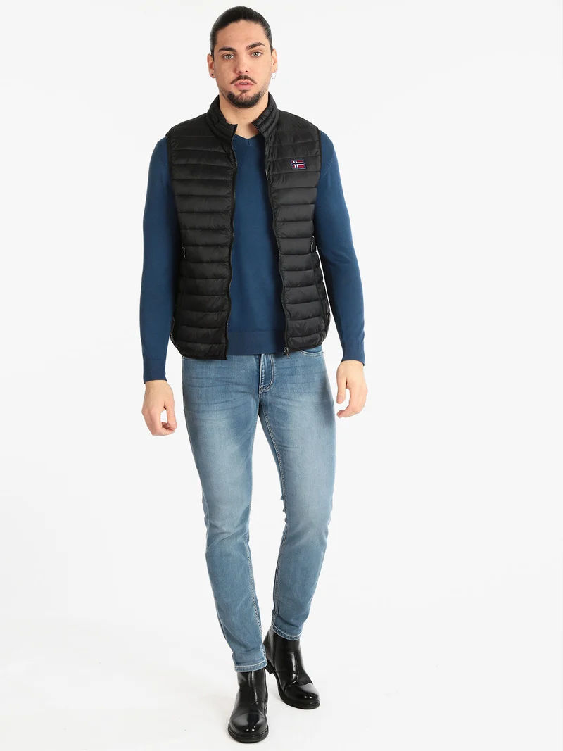 Giacca smanicata leggera da uomo - nero