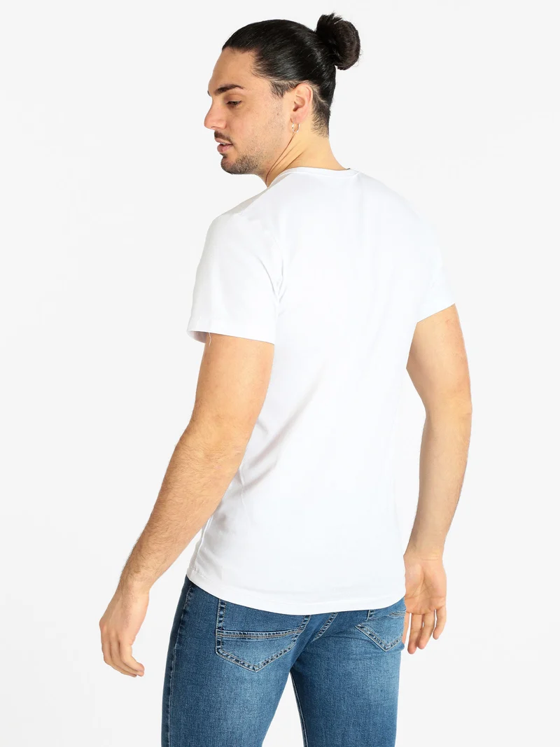 T-shirt manica corta uomo con stampa - bianco
