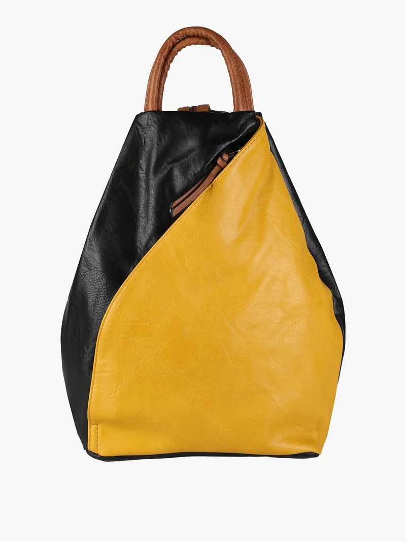 Zaino da donna in ecopelle bicolore - giallo