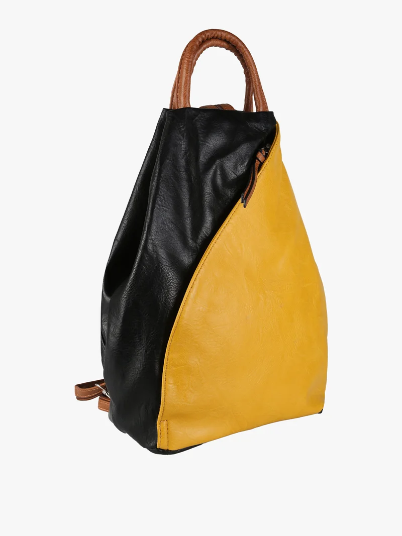 Zaino da donna in ecopelle bicolore - giallo