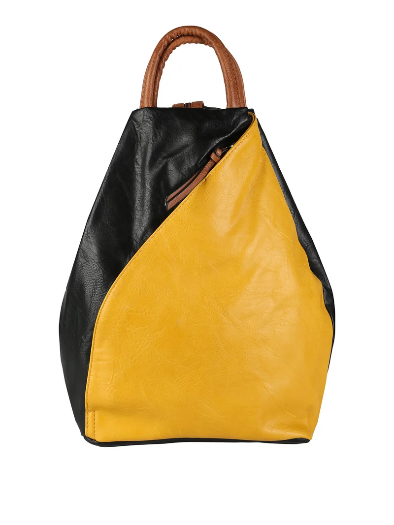 Zaino da donna in ecopelle bicolore - giallo