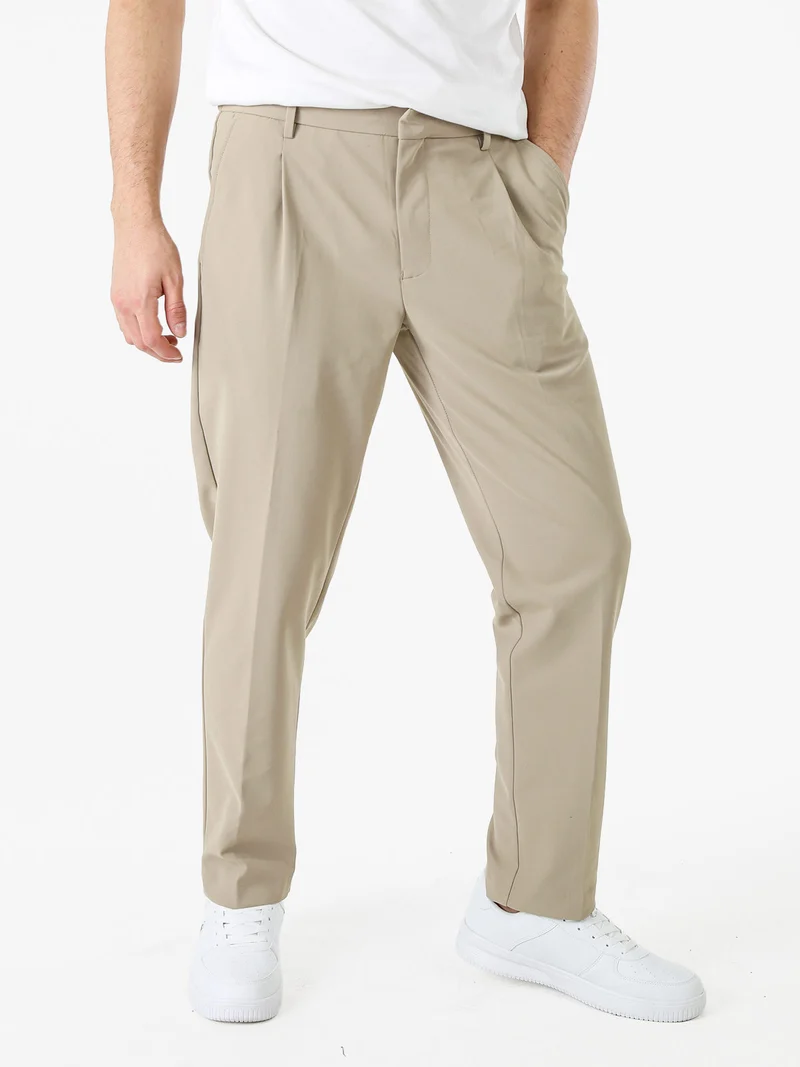 Pantaloni casual da uomo a gamba dritta - khaki