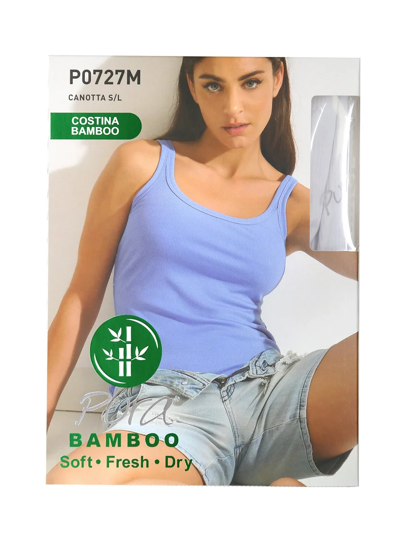 Canotta da donna a costine - blu scuro