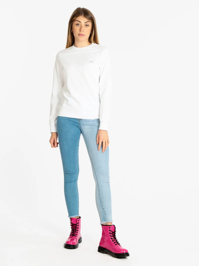 B NINA Felpa girocollo donna - bianco
