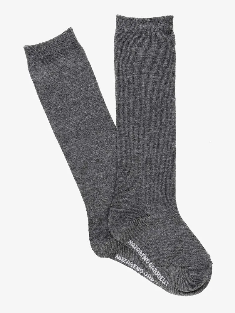 Calze lunghe bimbo in caldo cotone - grigio