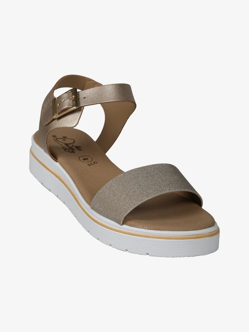 Sandali donna con fascia glitter e platform - platino