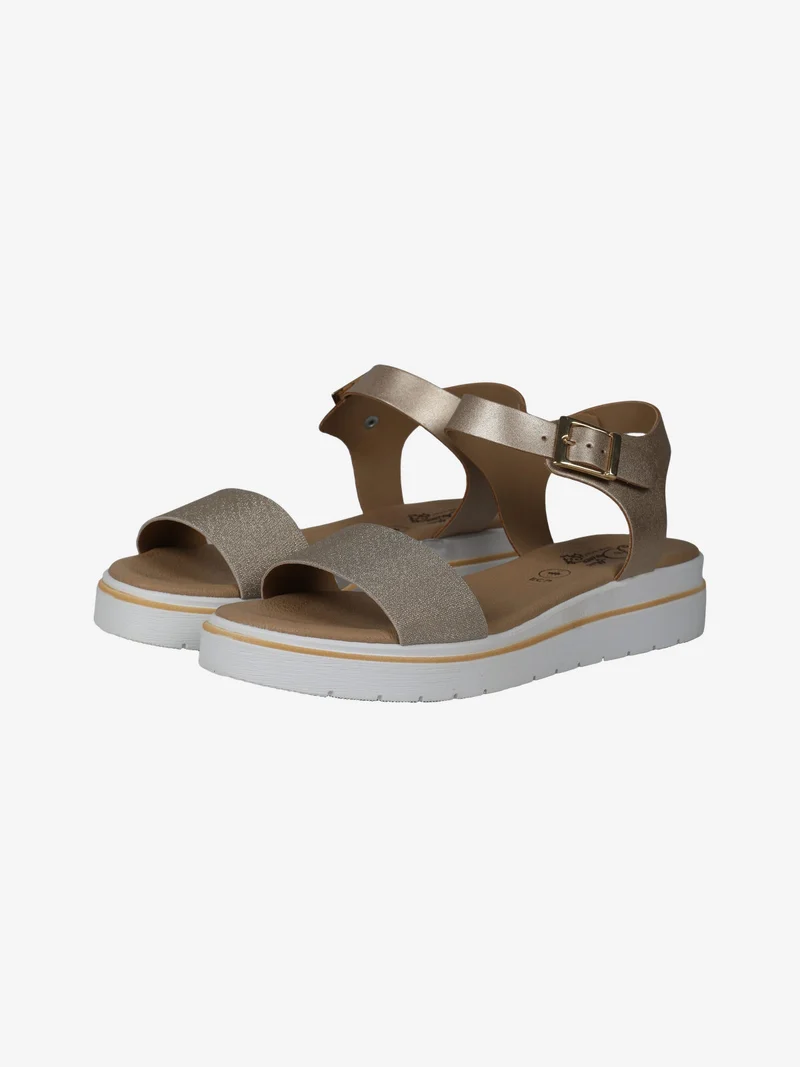 Sandali donna con fascia glitter e platform - platino