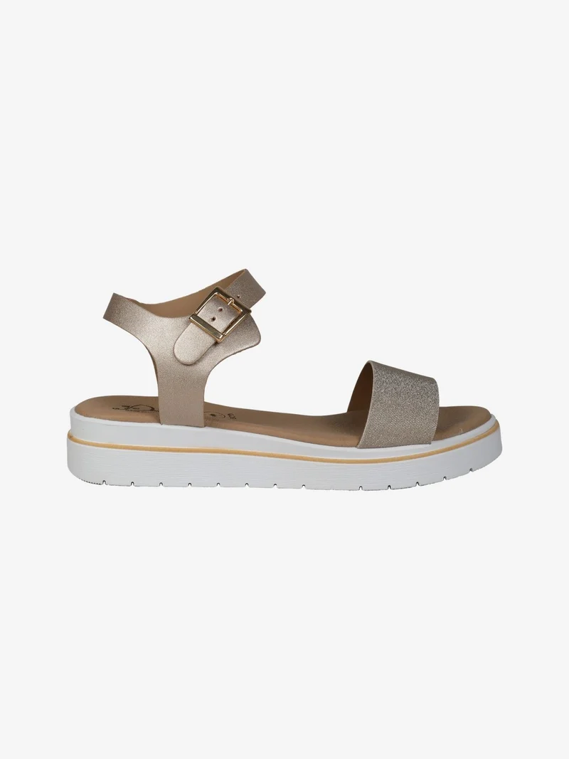 Sandali donna con fascia glitter e platform - platino