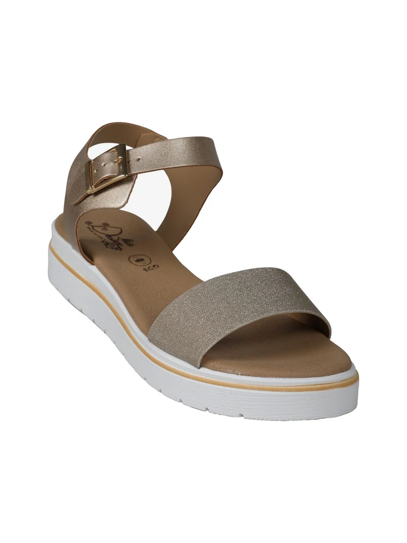 Sandali donna con fascia glitter e platform - platino