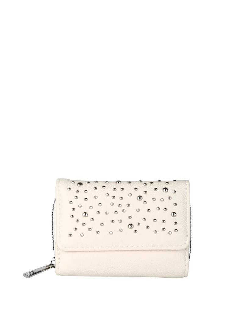 Portafoglio mini da donna con borchie - beige