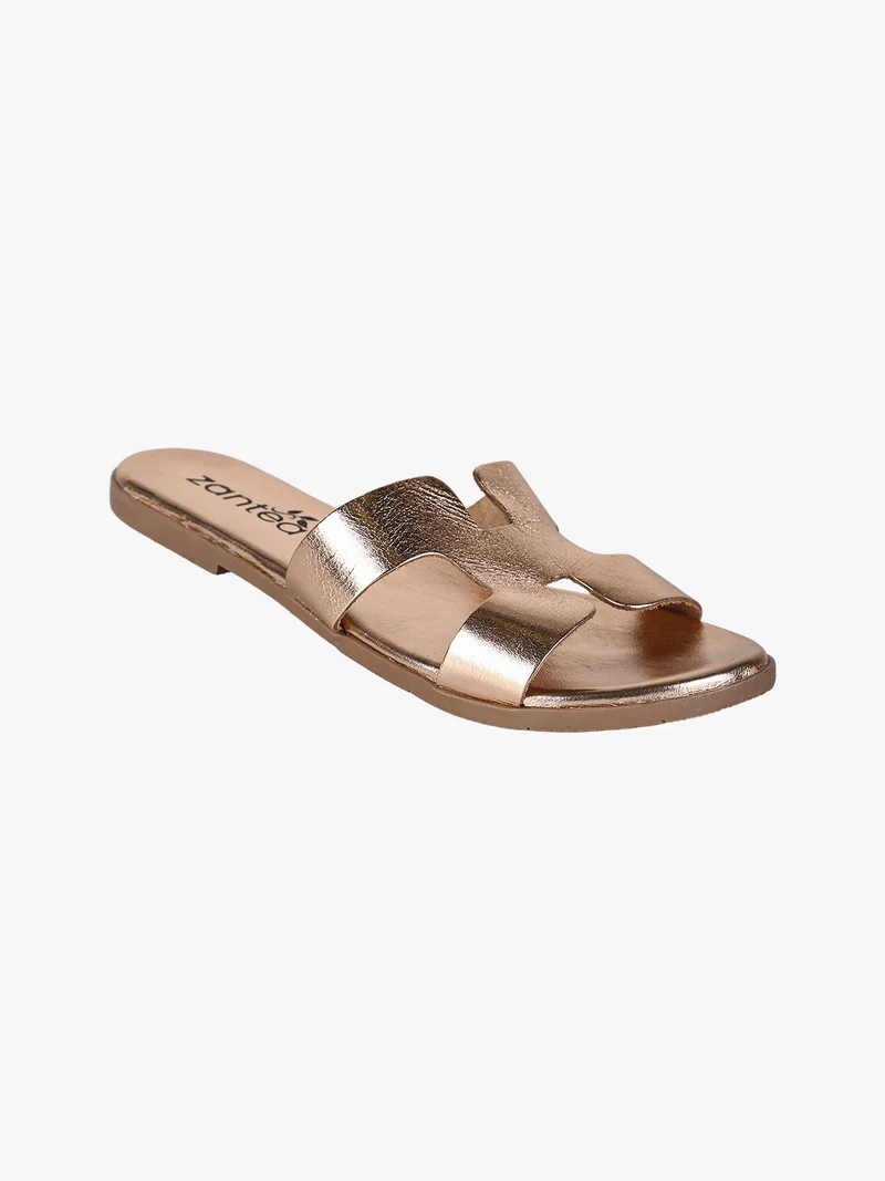 Ciabatte in pelle da donna con fascia ad H - rosa